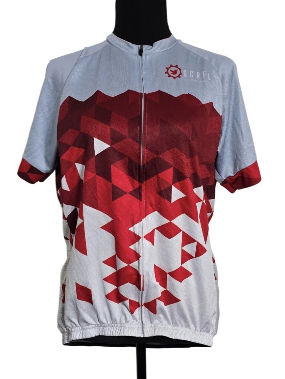 #X16 Geo Red & Light Gray Cycling Jersey with Front Zip